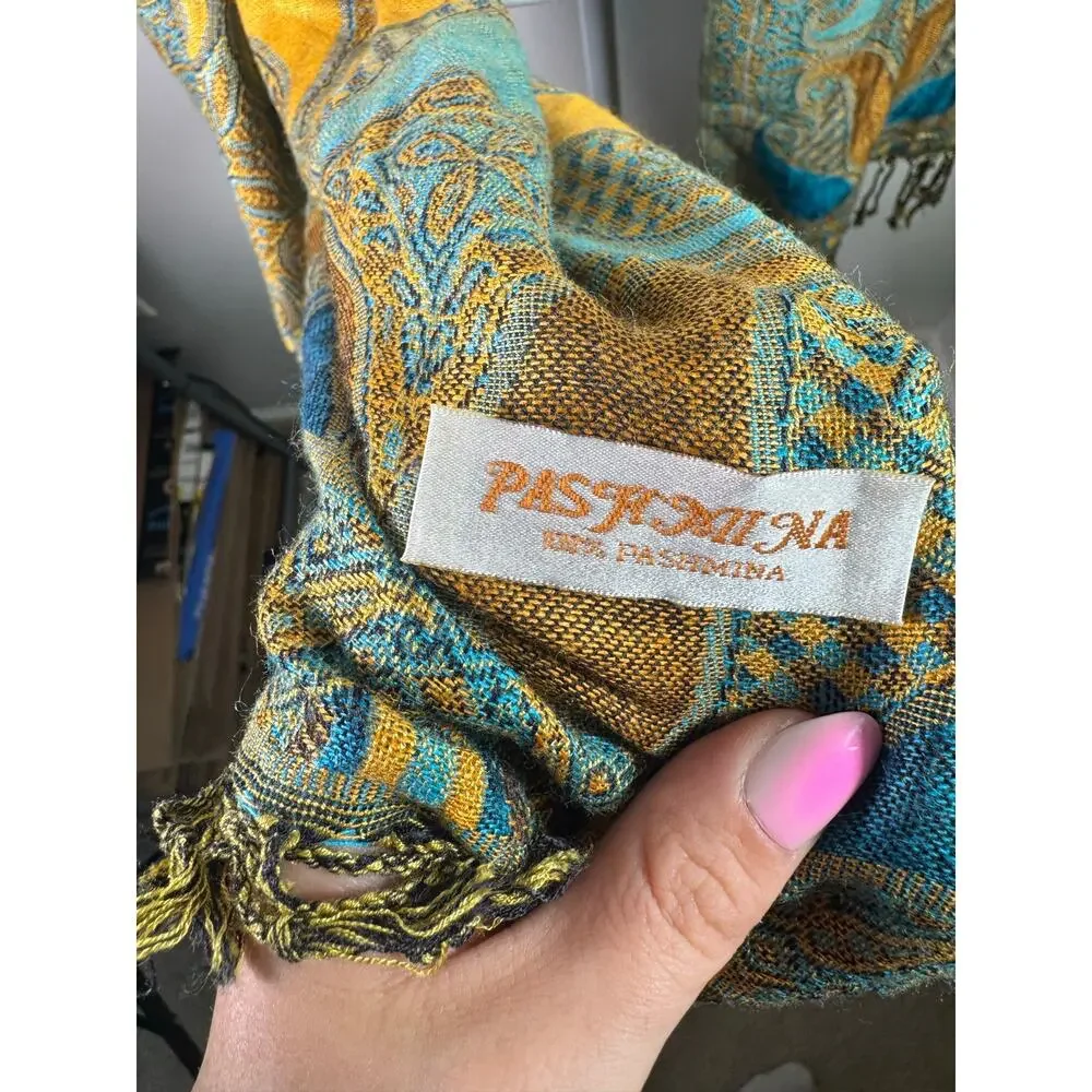 Large 100% Pashmina Scarf Shawl Wrap Fringe Paisley